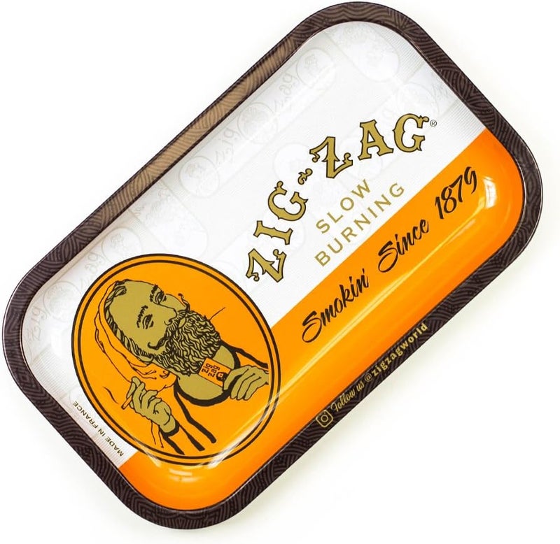 Zigzag Metal Rolling Tray, Elegant Design - Small (10.75" x 6.5") - Classic Orange - Image 3